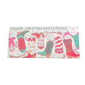 Callie Danielle Cowgirl Christmas Boots Puzzle 400 Piece Holiday Western 28x11